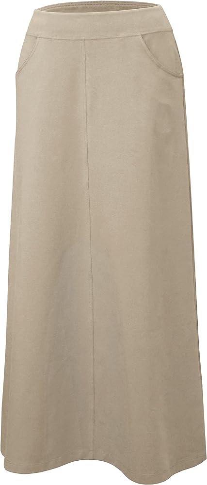 Baby'O Women's Stretch Cotton Knit Western Style A-Line Maxi Skirt