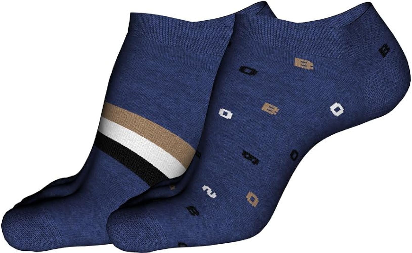BOSS Men's 2-Pair Multi Logo Design Cotton Ankle Socks