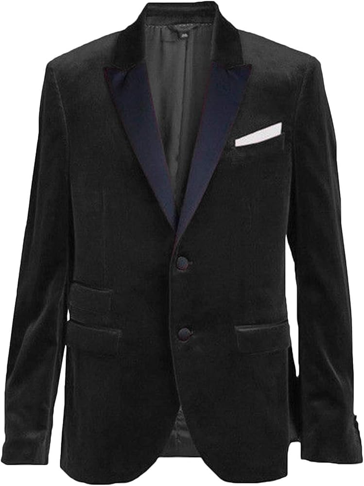 Men's Blazer Suit Coat Velvet Two Button Party Tuxedo Jacket