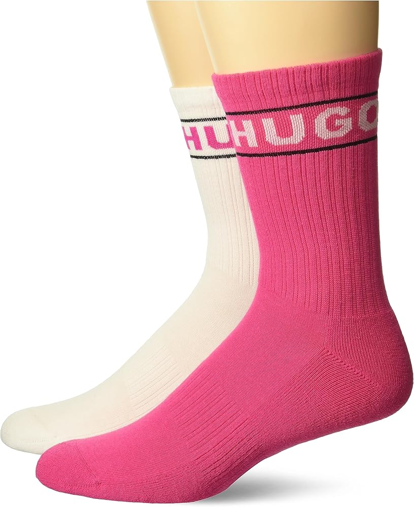 HUGO Men's 2-Pack Line Logo Ribbed Socks