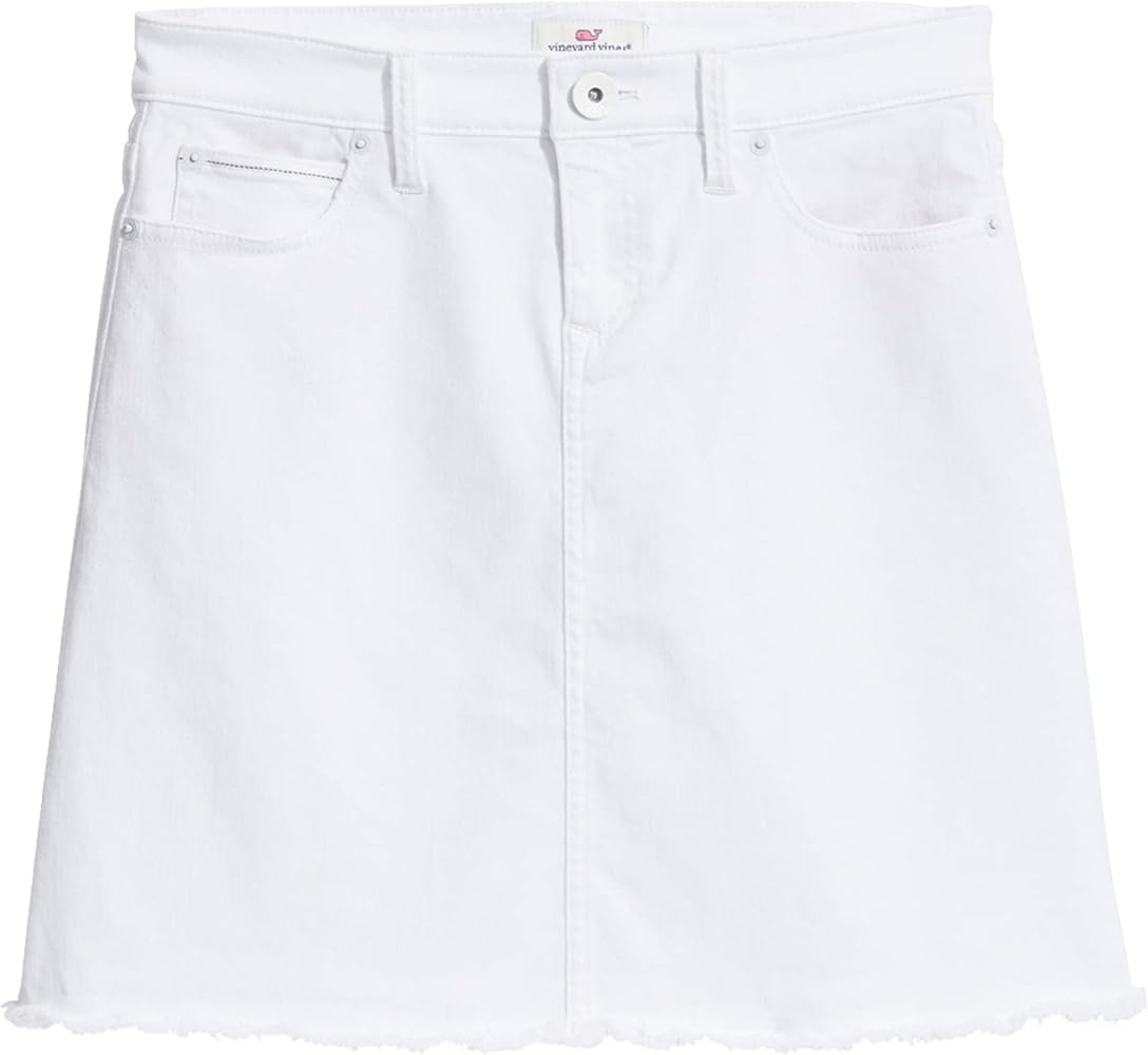 vineyard vines Women's Raw Hem White Jean Skirt