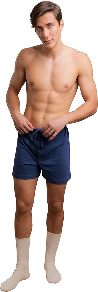 Cottonique Latex-Free Drawstring Loose Boxer Shorts for Men with Skin Allergies and Sensitive Skin
