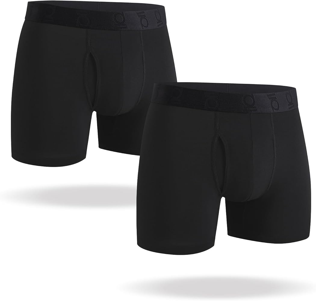 Men's Underwear Boxer Briefs, Modal Soft Breathable Underwear with ComfortFlex Waistband, Moisture-Wicking, 2 Pack