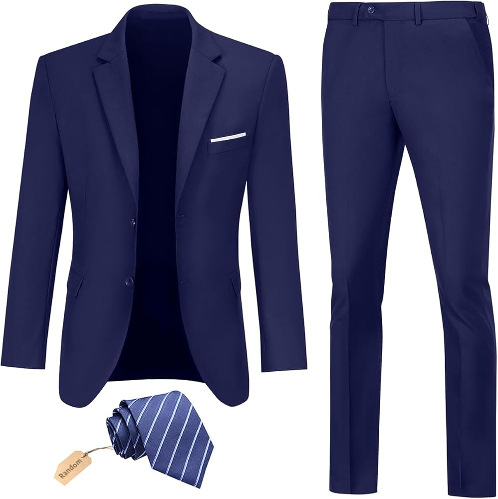 Men Suit 2 Piece Groomsmen Tuxedo Prom Blazer Slim Fit Suits Two Button Wedding Dress Jacket Pants Set with Tie