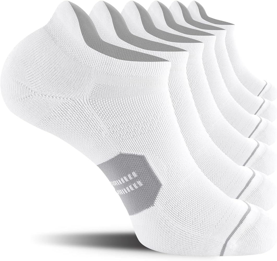 CS CELERSPORT 6 Pack Men's Running Ankle Socks with Cushion, Low Cut Athletic Tab Socks