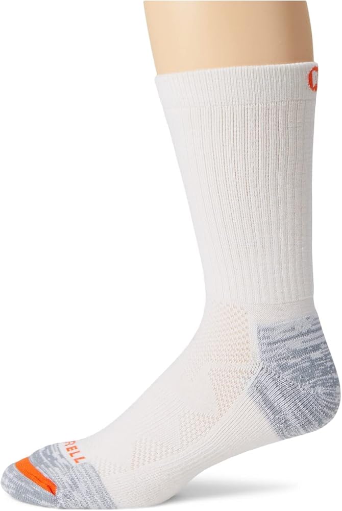 Merrell Men's and Women's Premium Wool Work Crew Socks-Unisex Arch Support Band and Breathable Mesh Zones