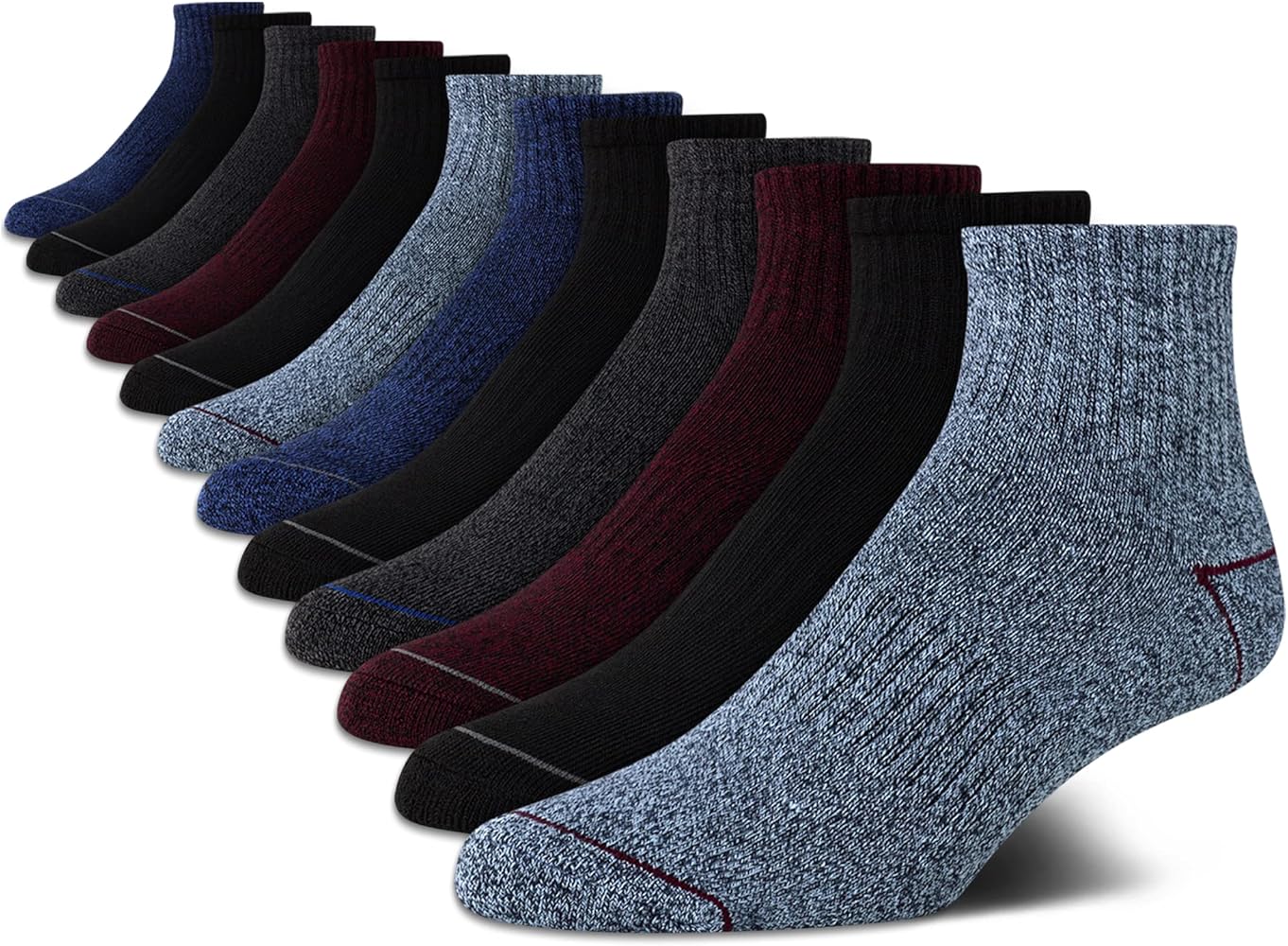 Nautica Mens Stretch Comfort Cushioned Athletic Quarter Socks With Moisture Control (12 Pack)