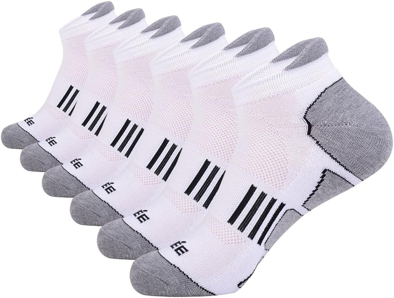 JOYNÉE Men's 6 Pack Athletic No Show Performance Comfort Cushioned Low Cut Running Tab Socks,Black,Sock Size:10-13