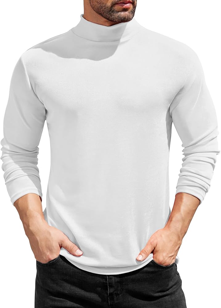 COOFANDY Men Mock Turtleneck Long Sleeve Shirts Solid Undershirt Lightweight Base Layers Thermal Underwear Pullover Tops