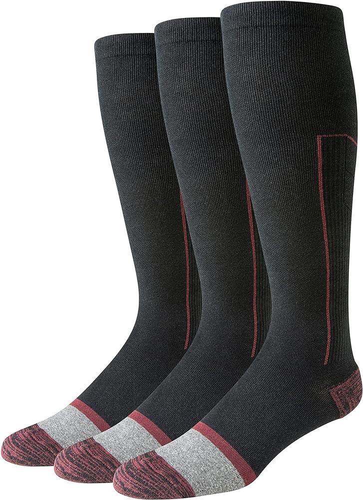 Amazon Essentials Men's Graduated Compression Over The Calf Cotton Socks, 3 Pairs