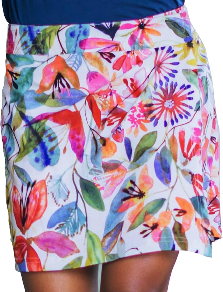 RipSkirt Hawaii Length 2 - Wrap Skirt for Women - Quick Dry Swim Cover-Up with Side Pocket - Lightweight for Beach, Travel and Casual Wear (Wildflower Watercolor, XL)