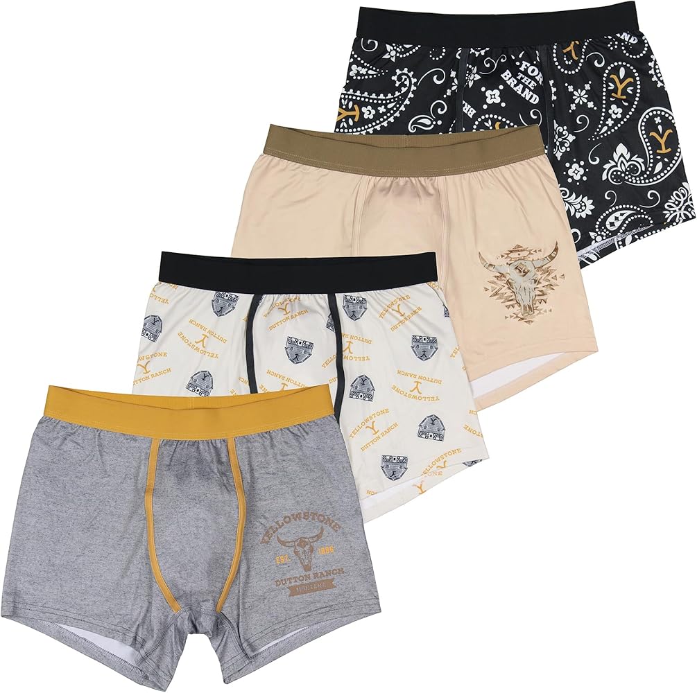 Yellowstone Men's Boxer Brief Shorts 4 Pair Pack Dutton Ranch Montana