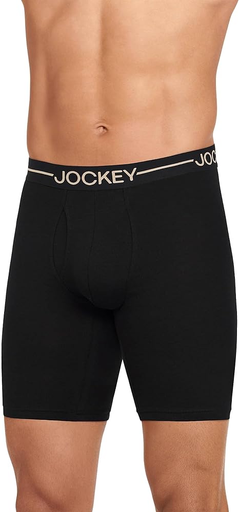Jockey Men's Underwear Organic Cotton Stretch 9.5" Long Leg Boxer Brief -