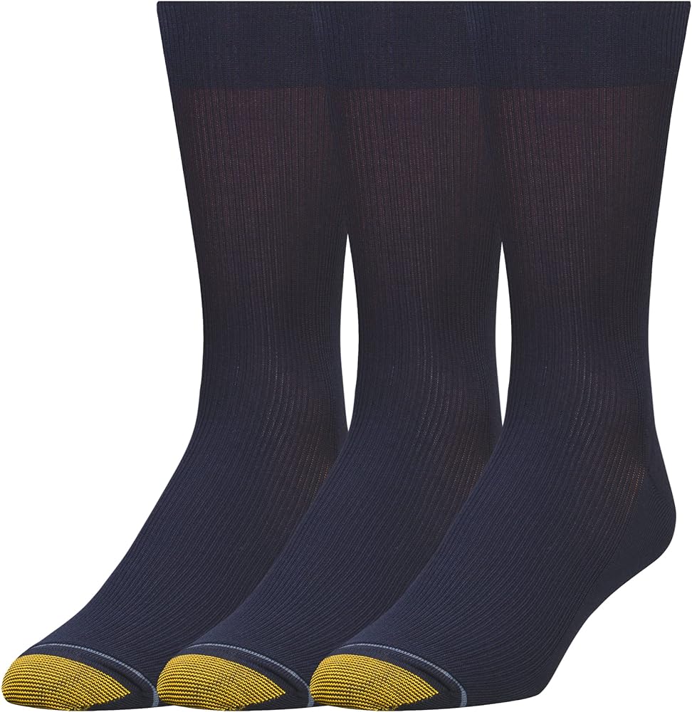 GOLDTOE Men's Cotton Blend Metropolitan Crew Dress Socks, 3-Pairs