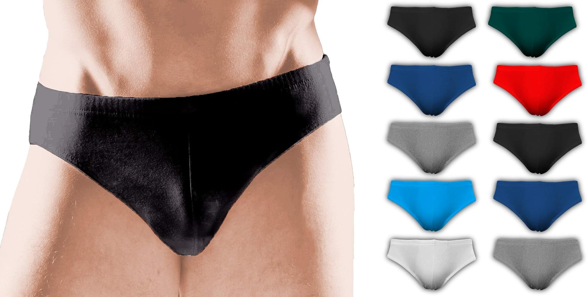 Andrew Scott Men's Cotton Color Sport Briefs Underwear - 6 Pack & 10 Pack