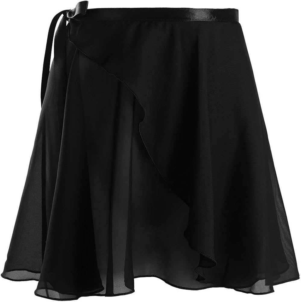 YiZYiF Women's Chiffon Irregular Ballet Skirt Warp Skate Over Scarf Dress