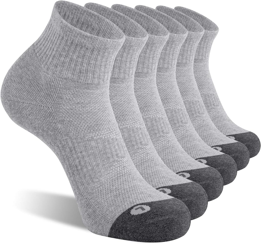 FITRELL 6 Pack Men's Athletic Ankle Socks Cushioned Sports Running Socks 7-9/9-12/12-15