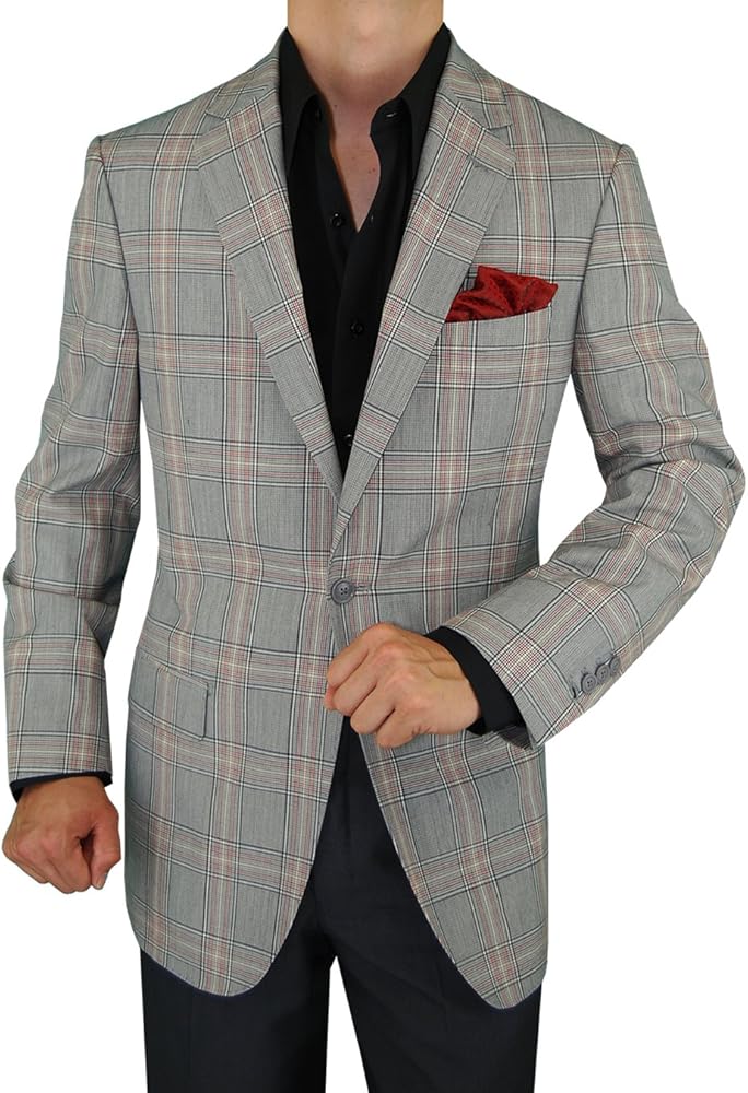 DTI GV Executive Men's Italian Wool Suit Jacket Modern Fit One Button Blazer
