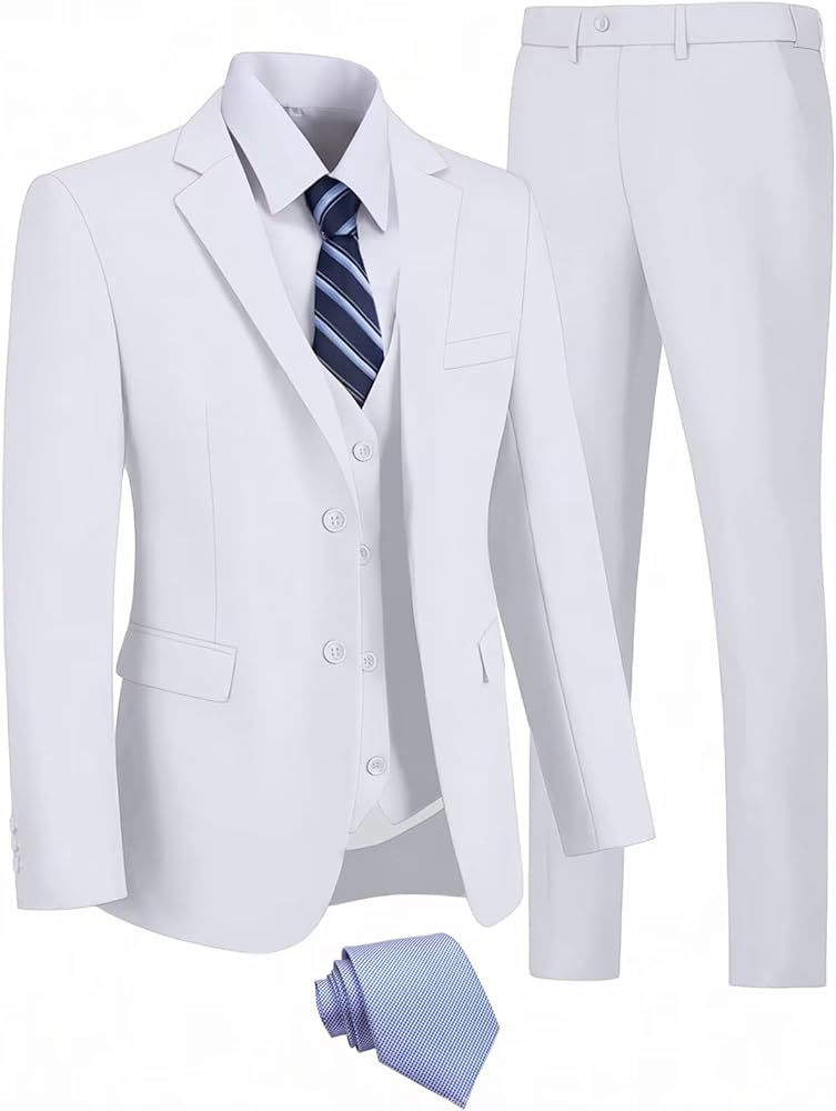 Men's Suits 3 Pieces Slim Fit, 2 Button Business Suit Prom Formal Suit Blazer Jacket Vest Pants Set with Tie