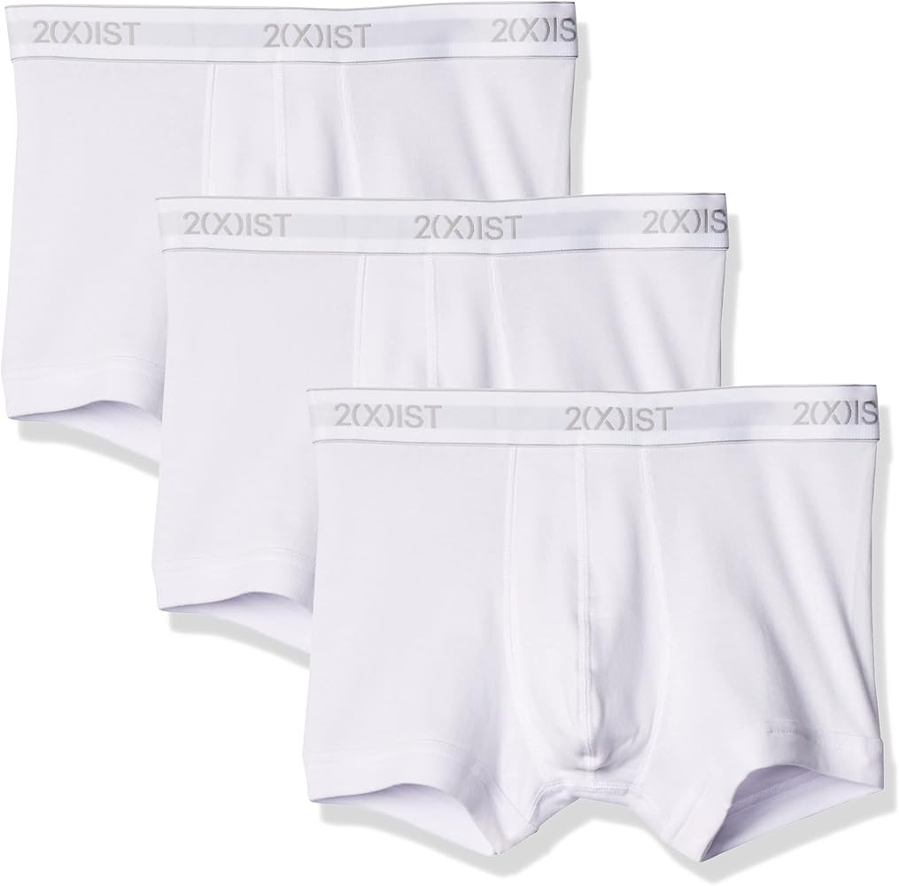 2(X)IST mens Essential Cotton No Show Trunk 3-pack Underwear ,Blueprint/Orangeade/Azure Blue ,Small