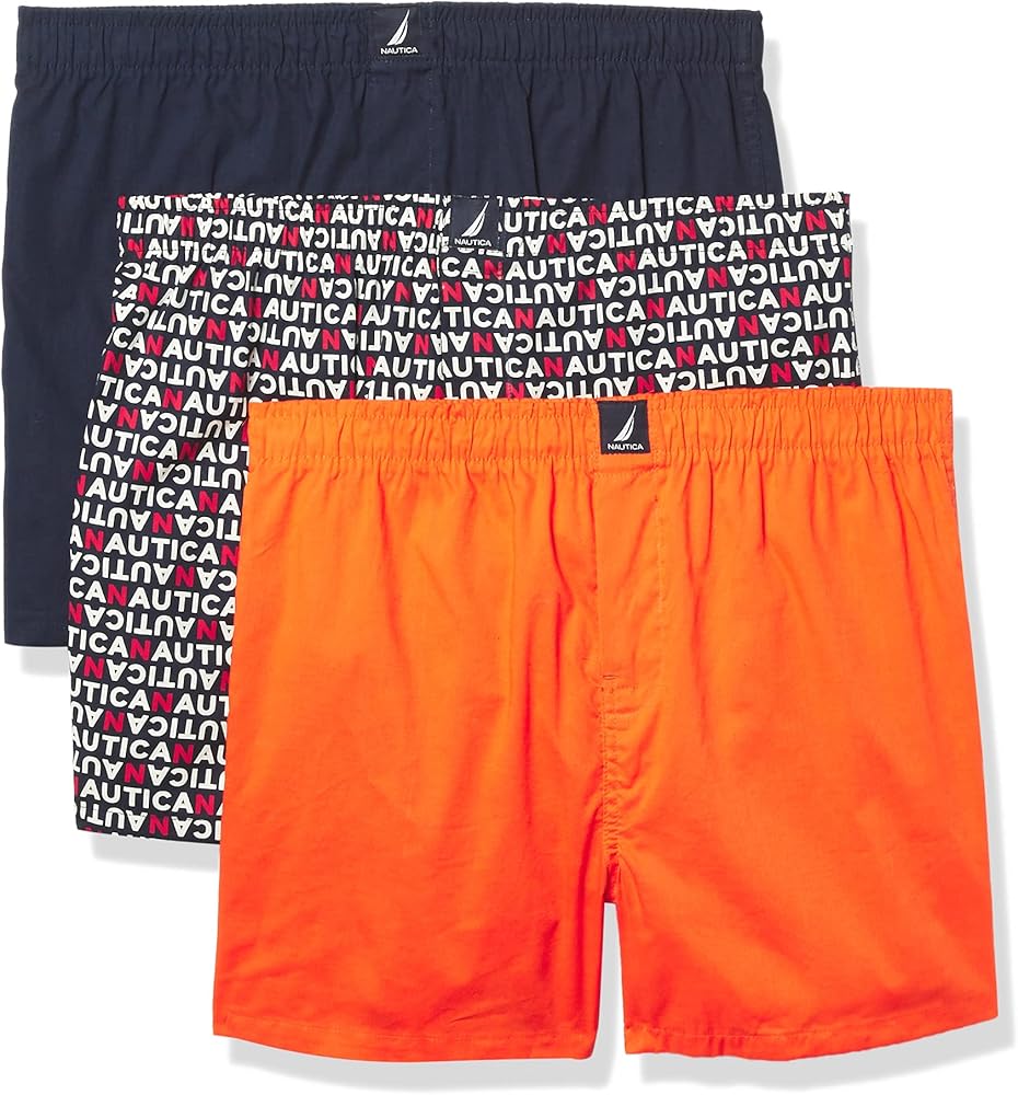 Nautica Men's Cotton Woven 3 Pack Boxer