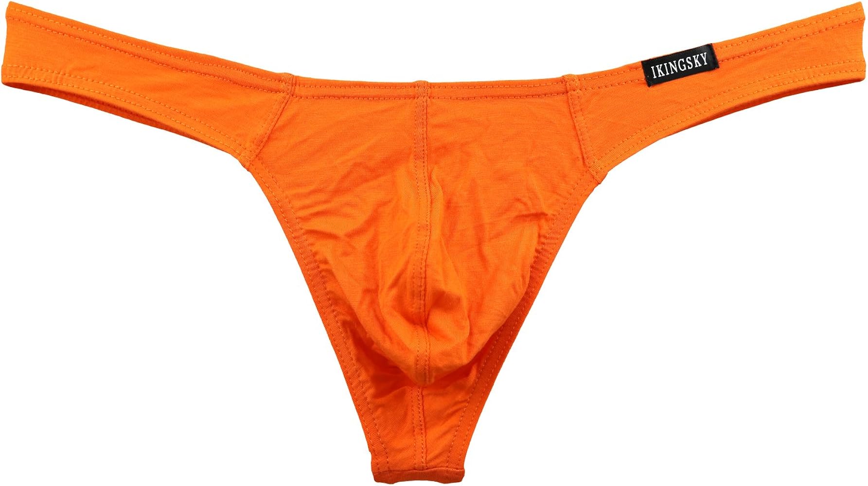 IKINGSKY Men's Everyday Basic Modal Thong Underwear Sexy No Show T-back Under Panties