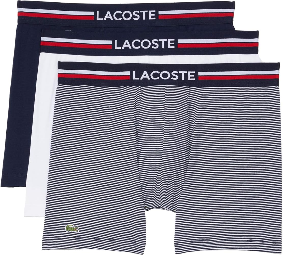 Lacoste Men's Long Stretch Cotton Jersey Boxer Brief 3-Pack