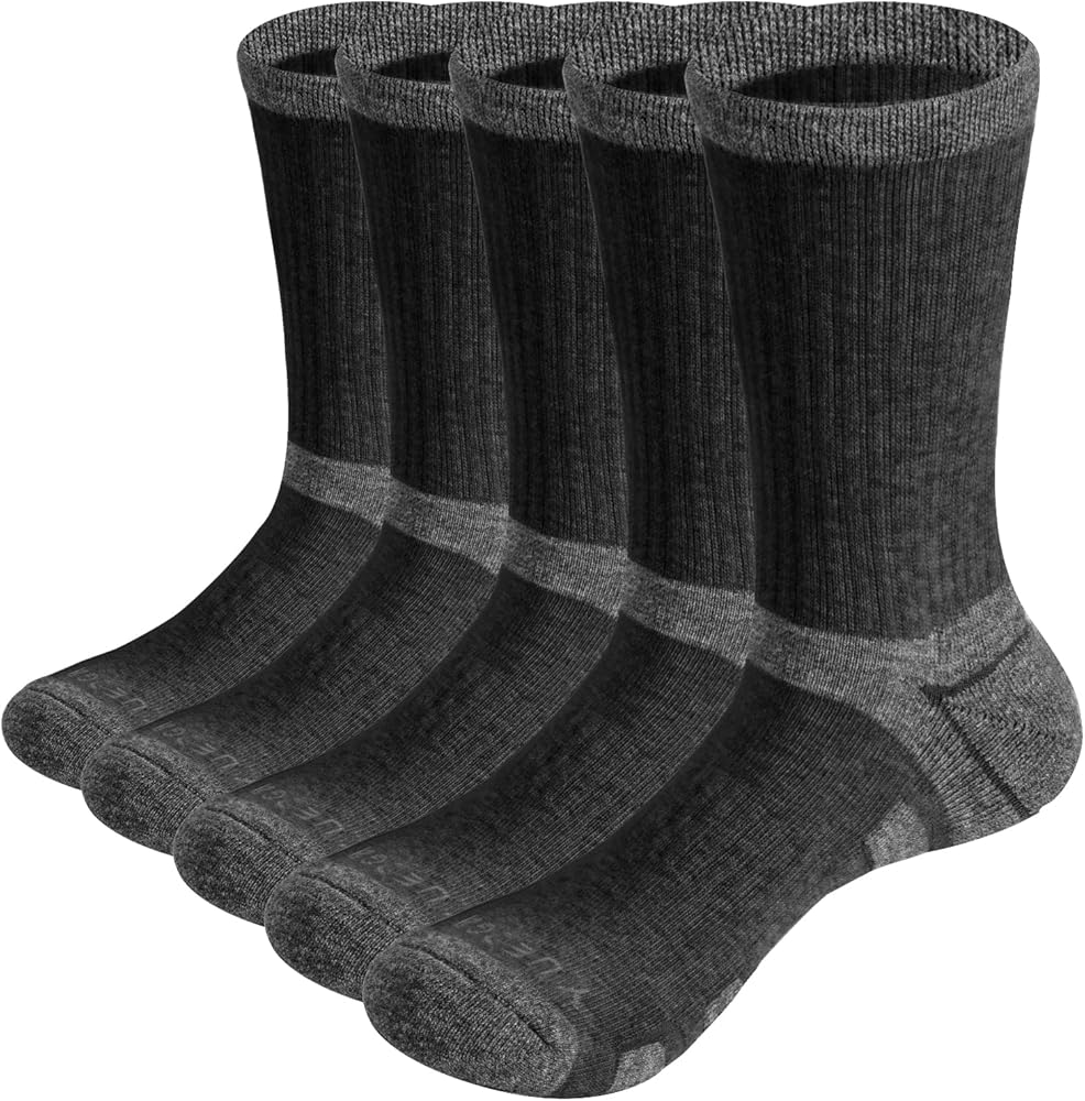 Men's Tall Training Athletic Socks, Moisture Wicking Cushioned Crew Socks Anti-Sweat Construction Work Socks For Men