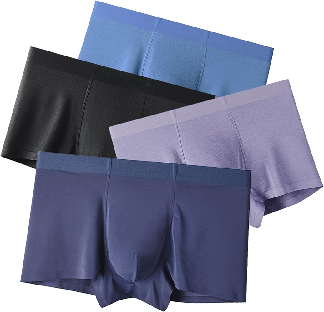 Zingther Traceless Breathable Ice Silk Cool Underwear Trunks, High-end Boxer Briefs Pack of 4 for Men and Big Boys