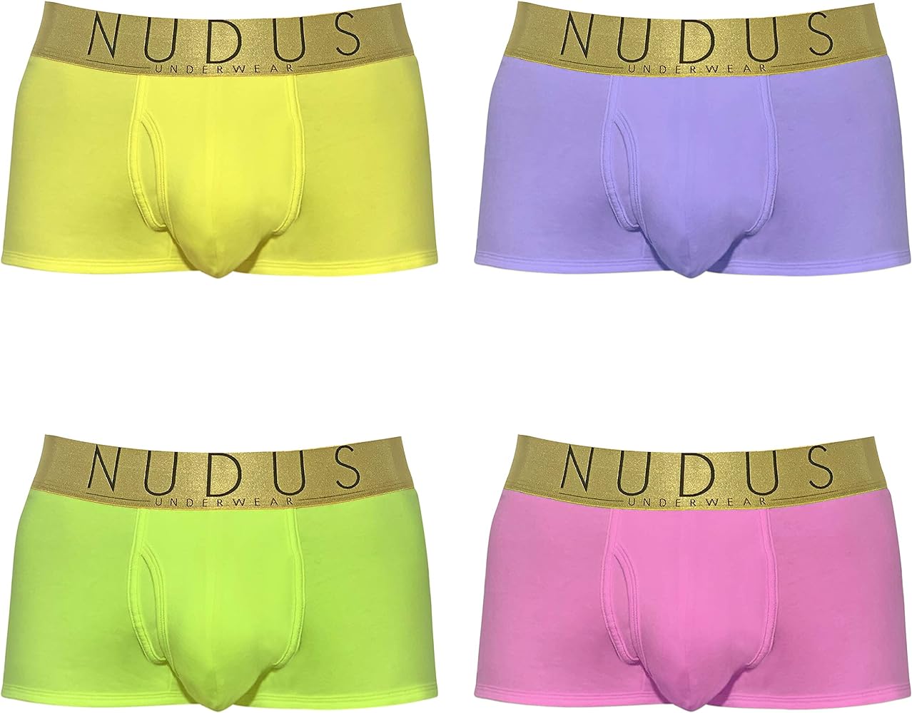 NUDUS Men's Cotton Underwear with Fly - Pack of 4 Gift Box Trunks Full Comfort
