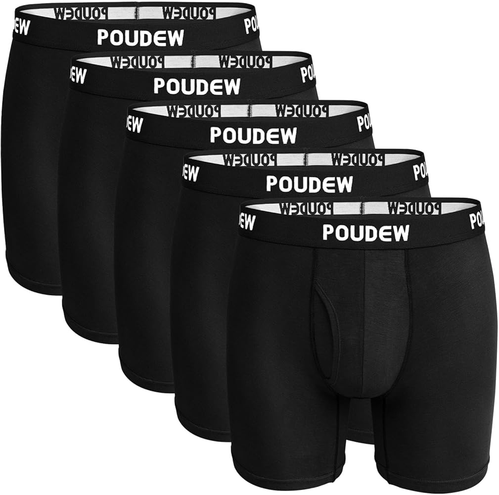 Men's Underwear, Tagless Soft Viscose Underwear Boxer Briefs for Men, Pack of 5