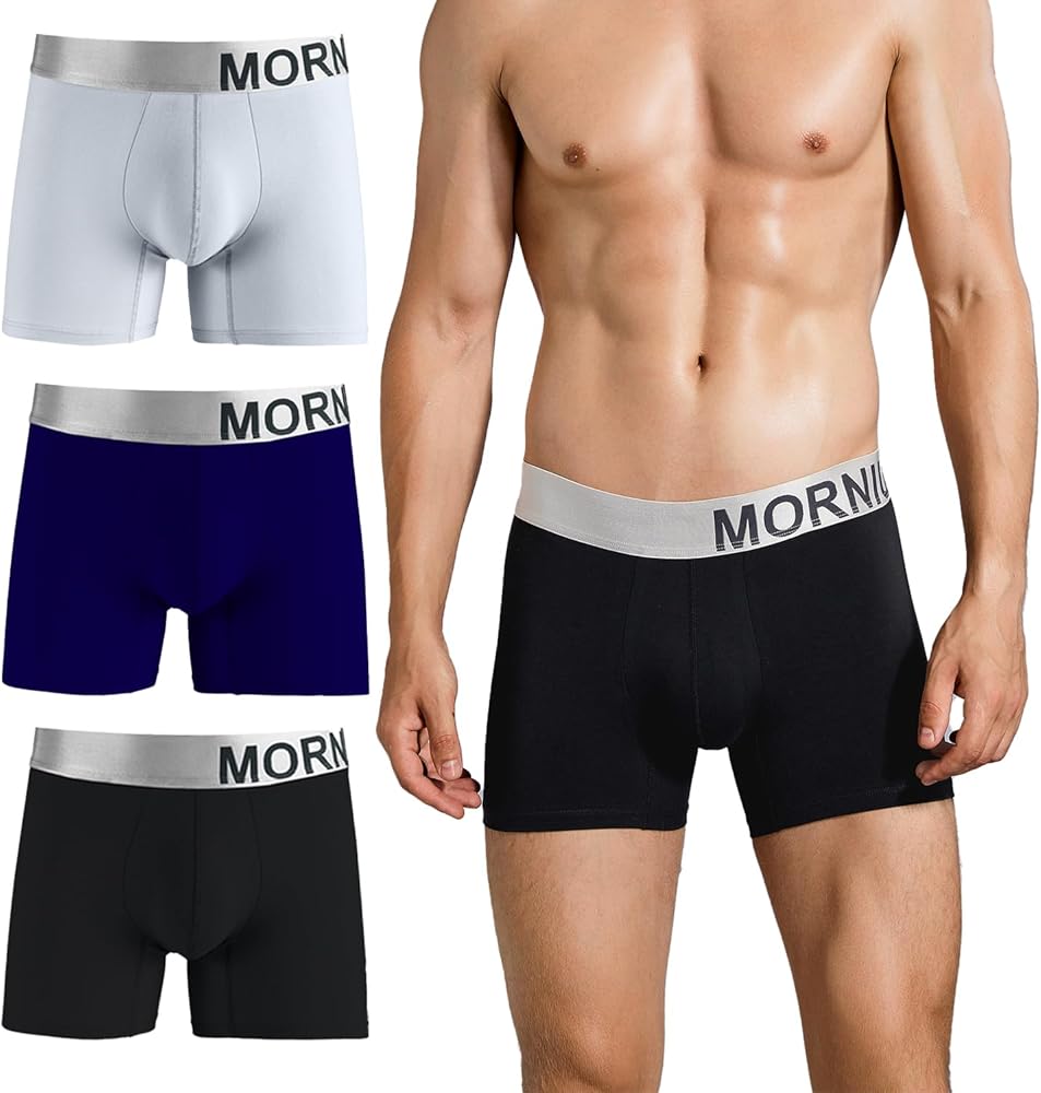 3 Pack Men's Cotton Boxers for Men Soft Comfortable Cool Mens Boxer Shorts Underwear Moisture-Wicking Boxer Briefs