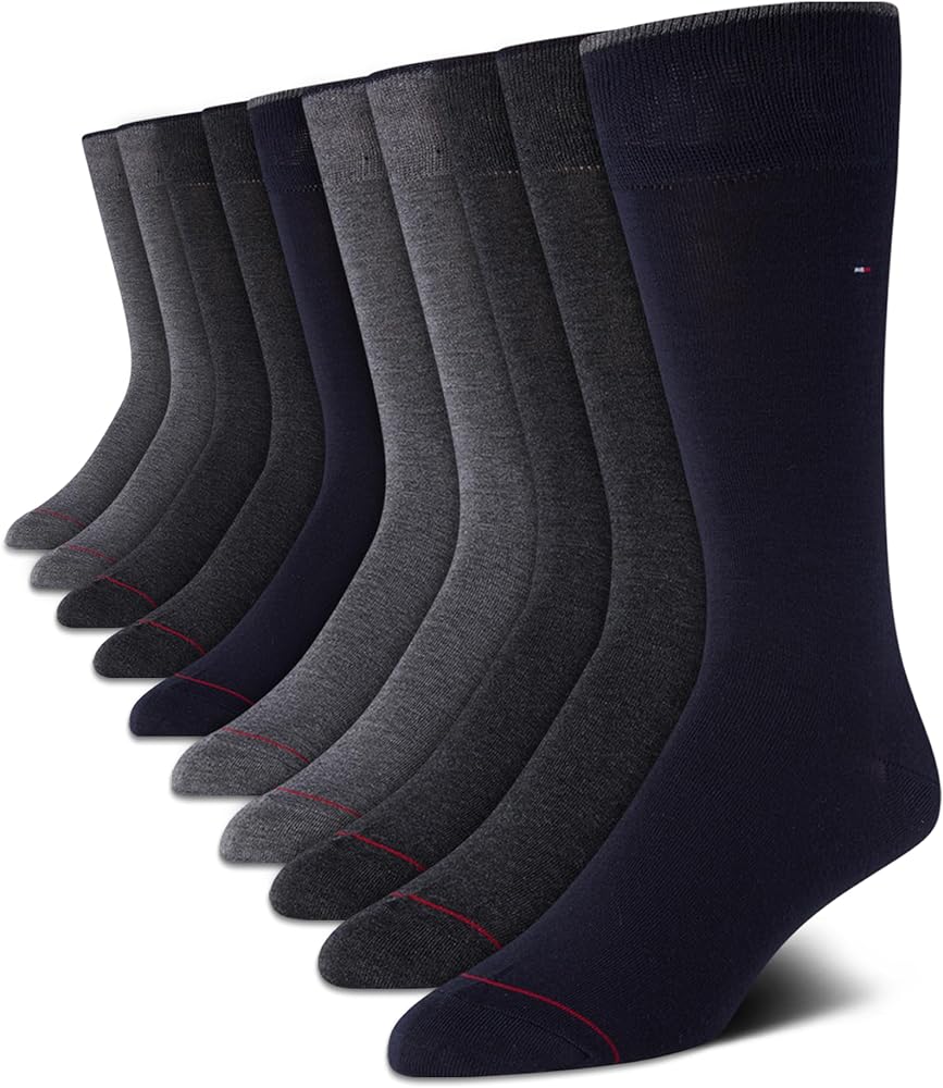 Tommy Hilfiger men Dress Socks Classic Comfort Crew Sock (10 Pack)