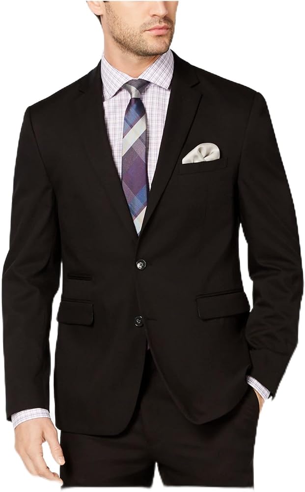 Vince Camuto Mens Black Single Breasted, Stretch, Slim Fit Wrinkle Resistant Suit Separate Blazer Jacket 36R