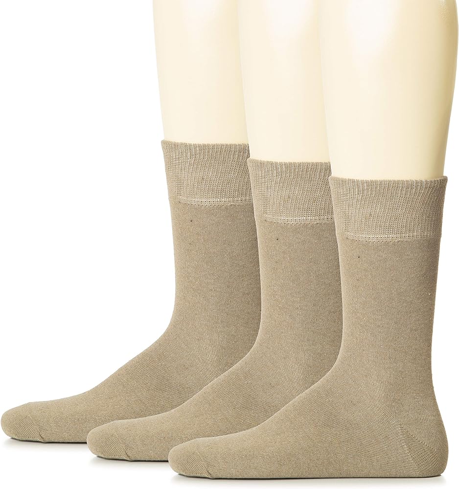 Hugh Ugoli Mens Cotton Dress Socks | Plain Colors, Regular Fit, Crew, Casual Socks | Shoe Size 6 to 15 (3 Pack)