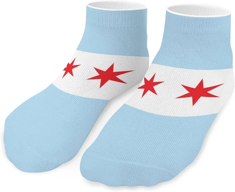 Chicago Flag Ankle Socks Low-Cut Athletic Running Socks for Men and Women