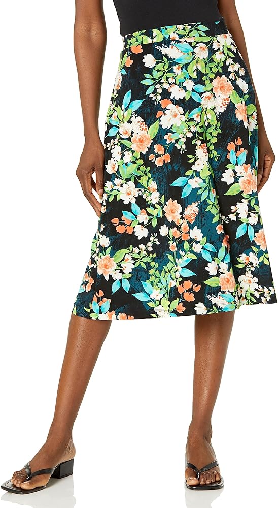 Kasper Women's Printed Ity Midi Flared Skirt