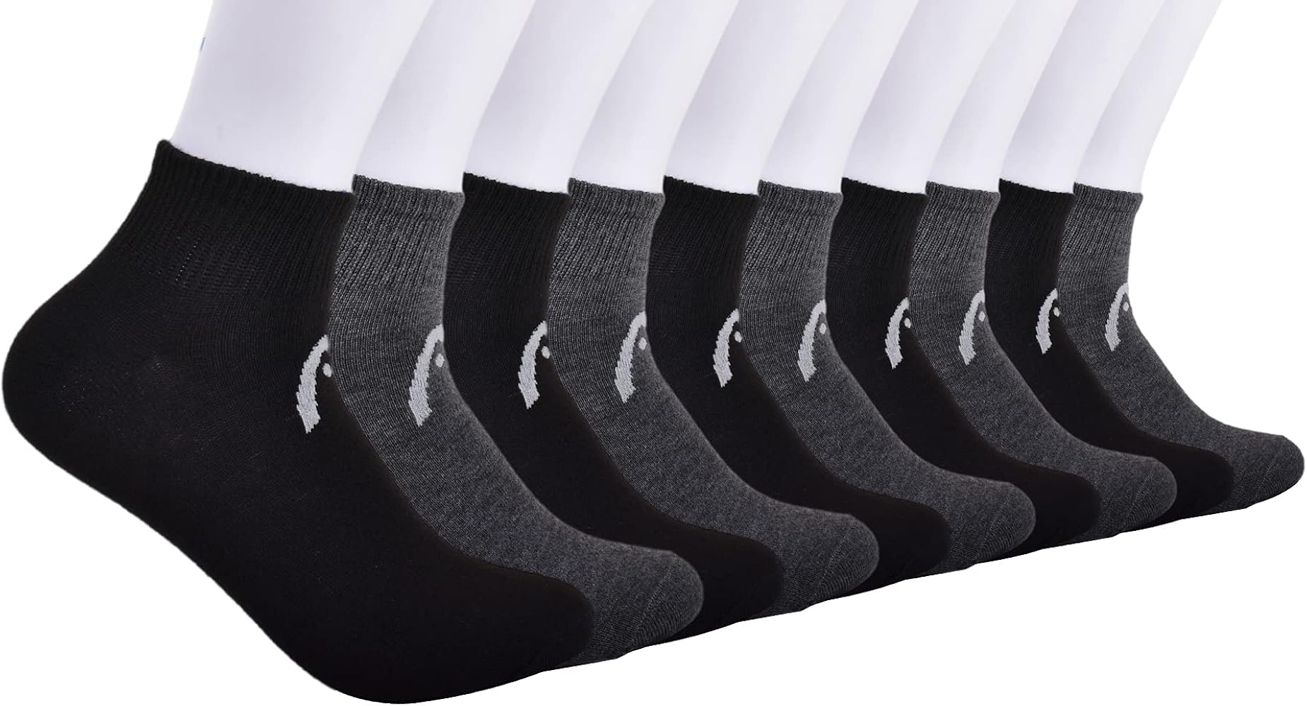 Head Men's Quarter Athletic Sport Socks 10-Pack