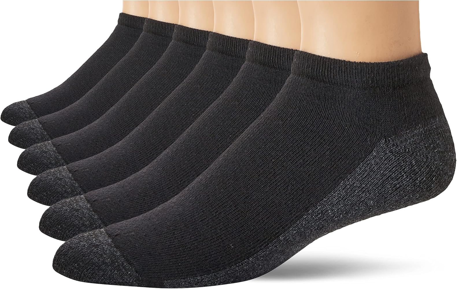 Hanes Men's ComfortBlend Max Cushion Low Cut Sock 6-Pack_Black_6-12
