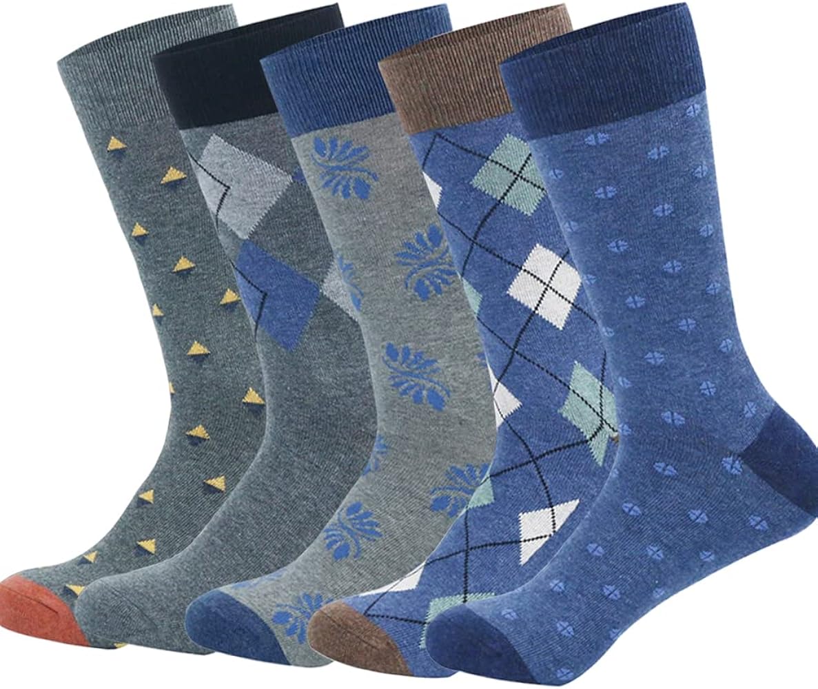 Men's Dress Socks Funky Colorful Crew Socks Casual Cotton Patterned Socks