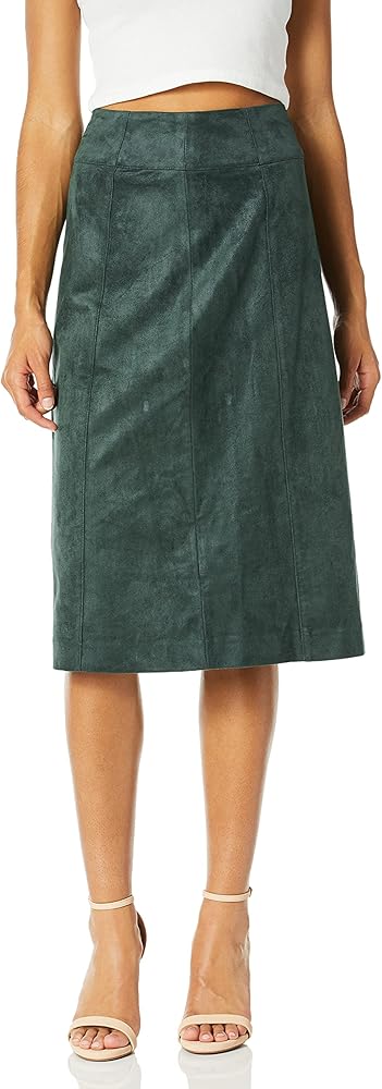 BCBGMAXAZRIA Women's Faux Suede A-Line Skirt, Spruce, S