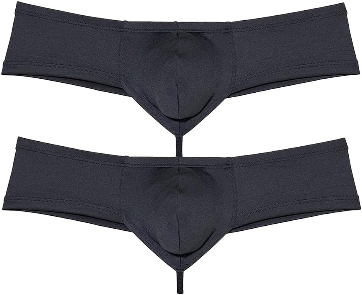 JAXU Men's Second-skin Feel Mini Cheek Underwear Male Pouch Enhancing Brazilian Bikini String Crotch Boxer Briefs