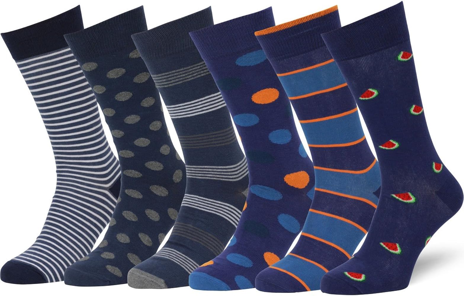 Easton Marlowe Mens Dress Socks - Fun Colorful Socks for Men - Cotton Patterned Fashion Mens Socks 6 Pack