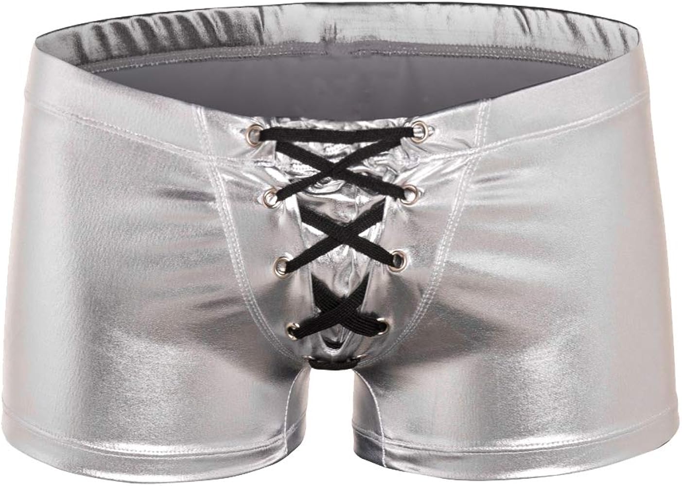 Mens Metallic Shiny Underpant Boxer Shorts Lace up Underwear Brief Bikinis