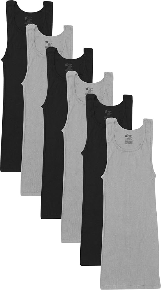 Hanes Men's Cotton Tank Undershirts Pack, Moisture-Wicking Ribbed Tanks, lightweight Cotton Tank Undershirts, 3-Pack
