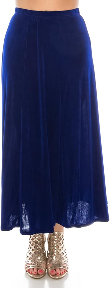 Jostar Women's Button Long Skirt - Elastic Waist Non Iron Flowy Flared Dress