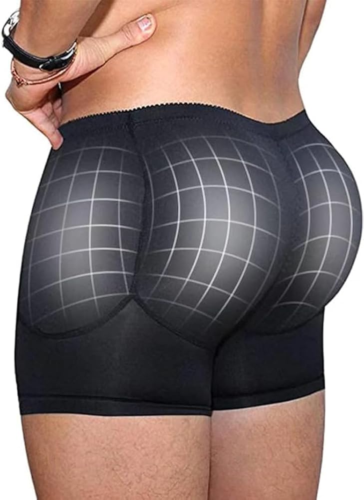 Upgrade Men Butt Padded Underwear with 4 PCS Removable Pads, Thicker Butt Enhance Men Shapewear Short