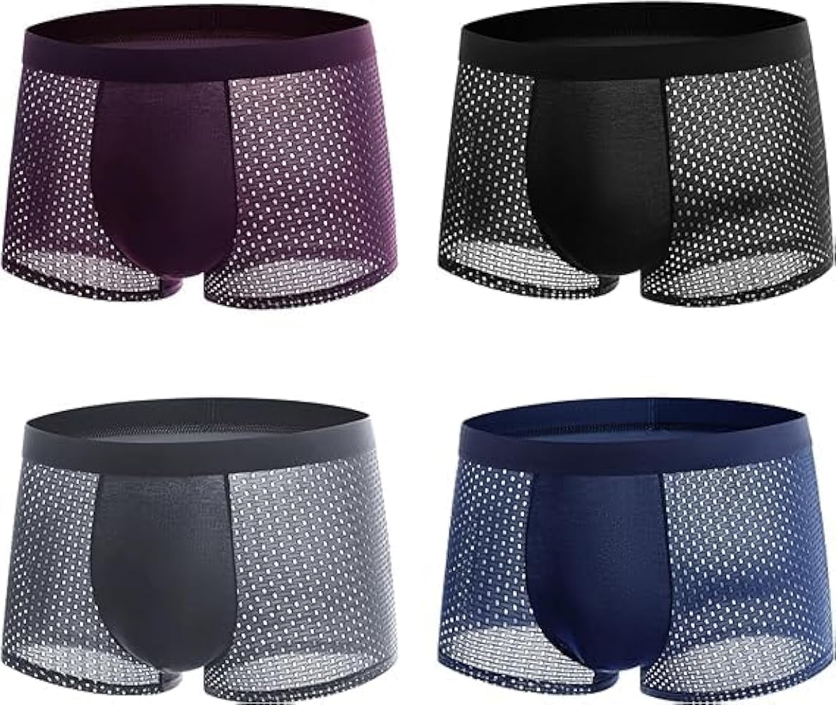 4Pcs Drop Daddy Bamboo Boxer Briefs, Box Hero Bamboo Boxers Shorts Men-For All-Day Comfort Black