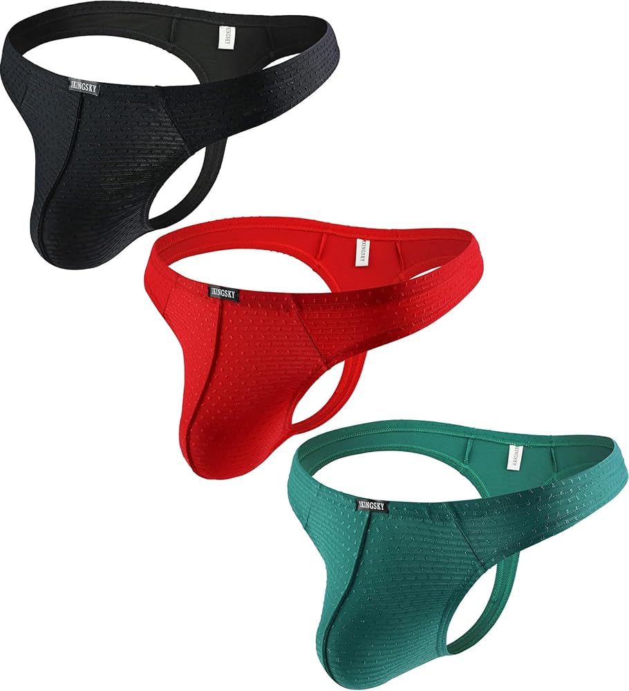 IKINGSKY Men's Stretch Thong Sexy Low Rise T-back Underwear for Men