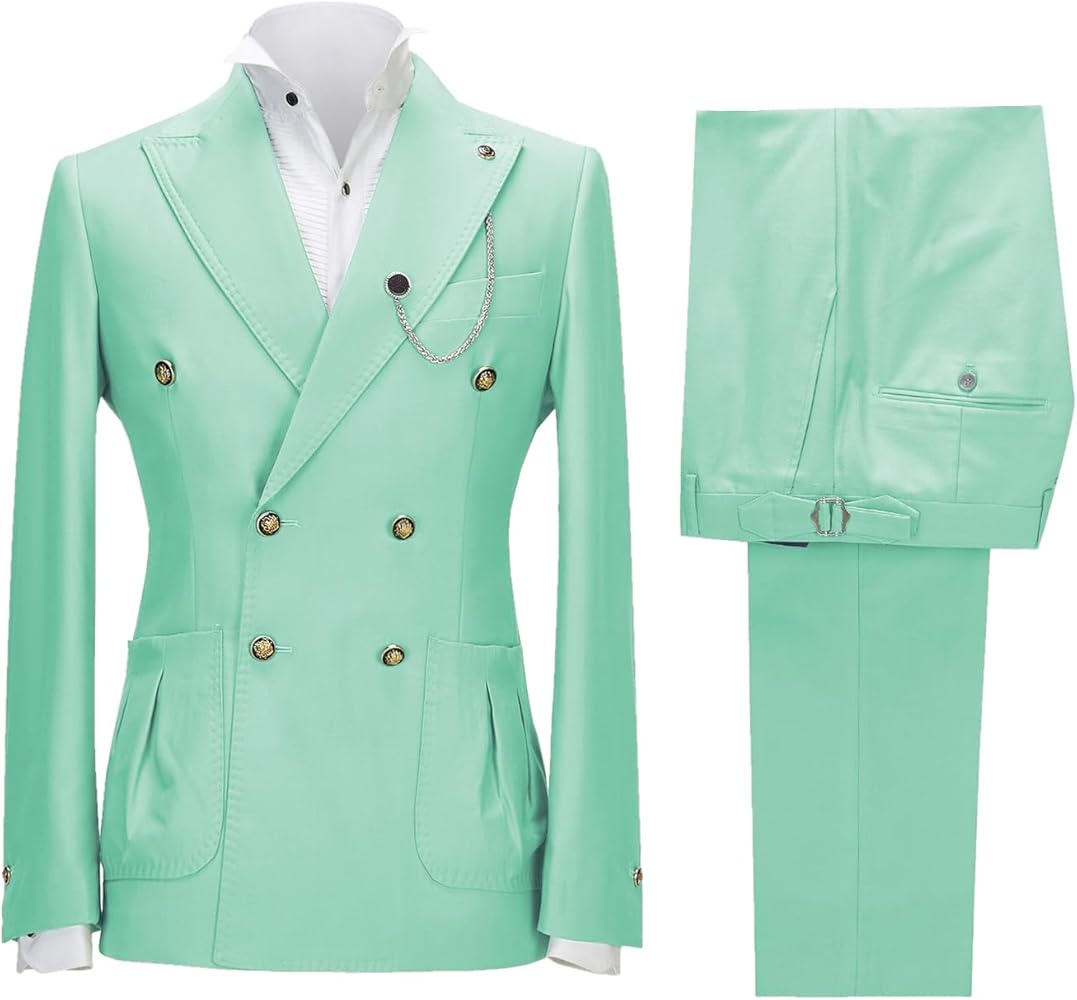 Men's 2-Piece Suit Formal Slim Fit Vintage Newest Trendy Suits Prom Tuxedos Blazer Pants Set